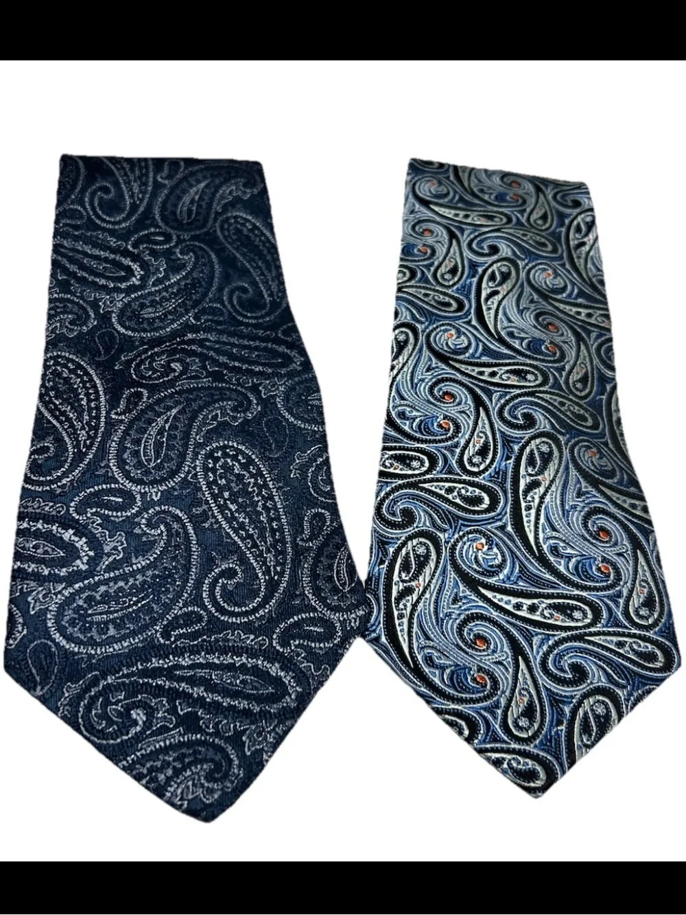 Paul Fredrick Ties Lot Of 2 Silk Extra Long Blue Paisley Print